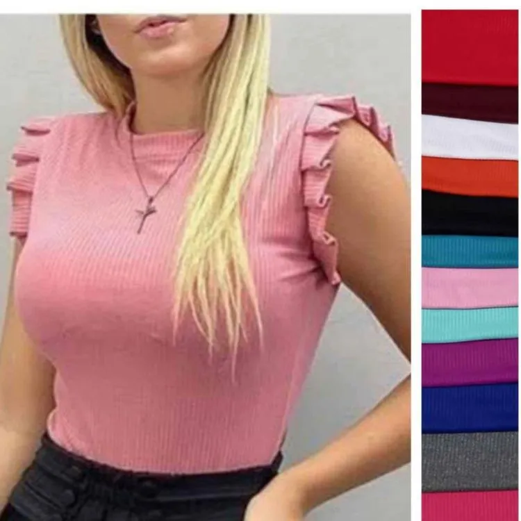 Blusa básica com babado