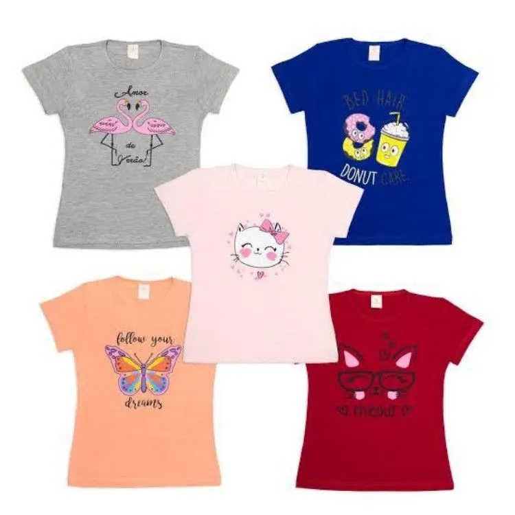 Blusa manga curta infantil menina