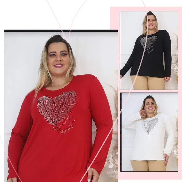 Camiseta Plus size manga longa