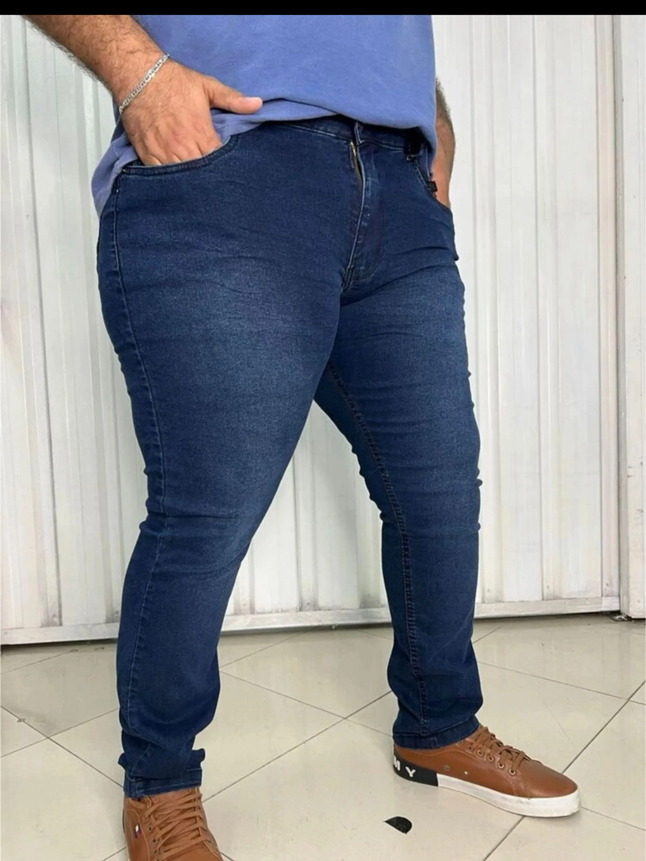 Calça jeans masculina tamanho plus