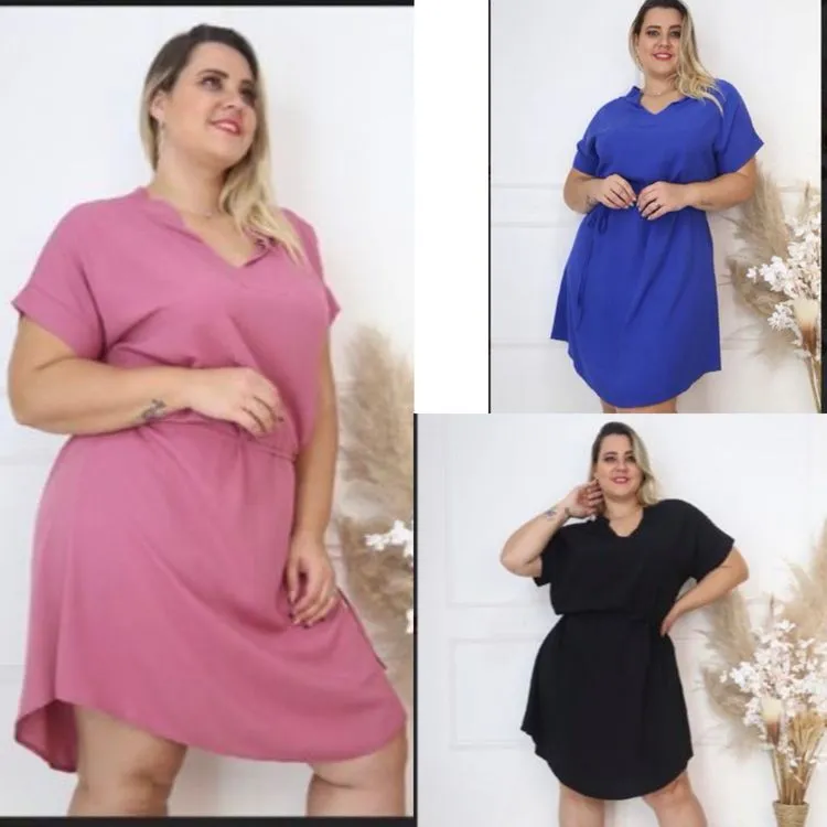 Vestido Chamise Plus Size C/ Cinto