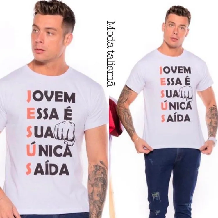 Camiseta com frases evangélica masculina