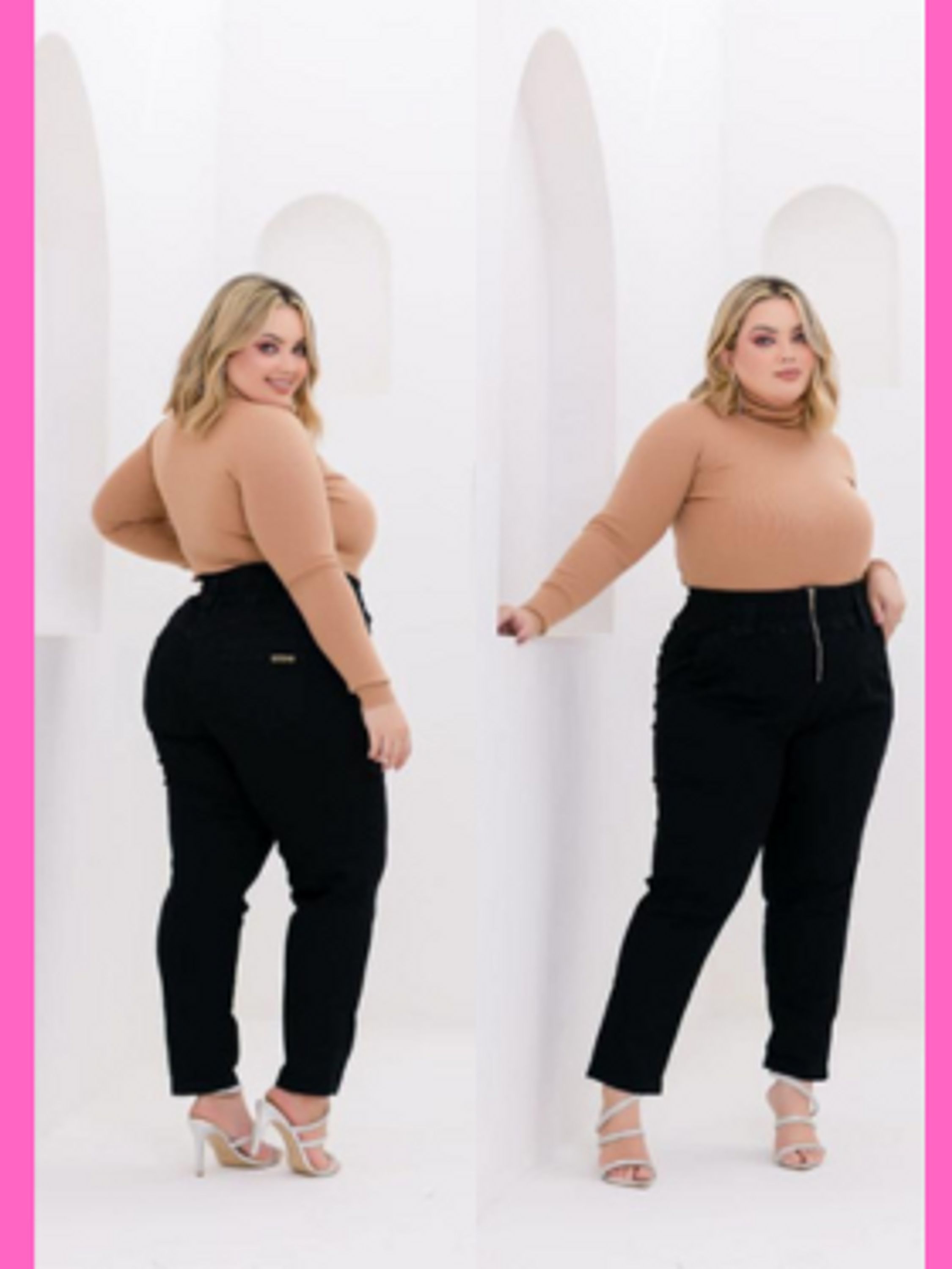 CALÇA CIGARRETE PLUS SIZE COM FECHO FRONTAL ZIPER,COM LYCRA