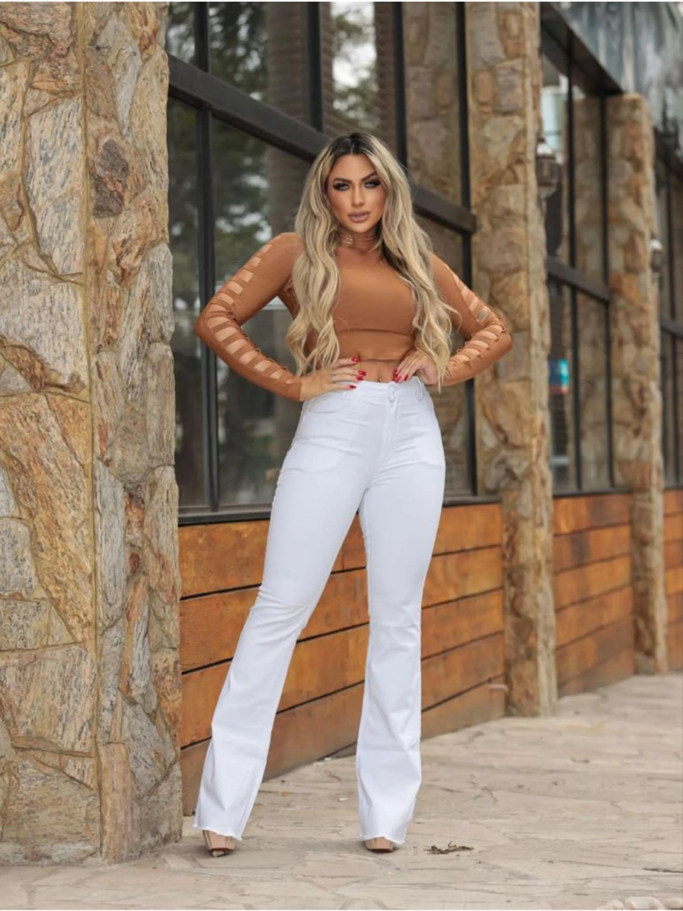 Calça Branca Flare Com Lycra - moda feminina - moda blogueira