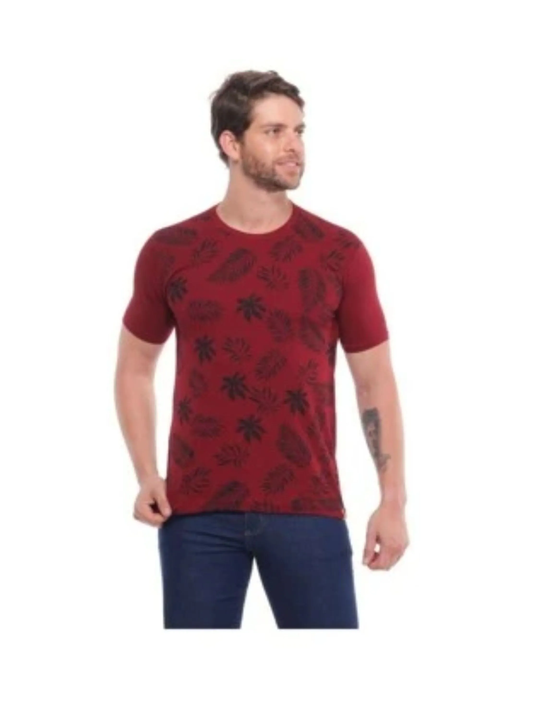 Camiseta Masculina Algodão Floral