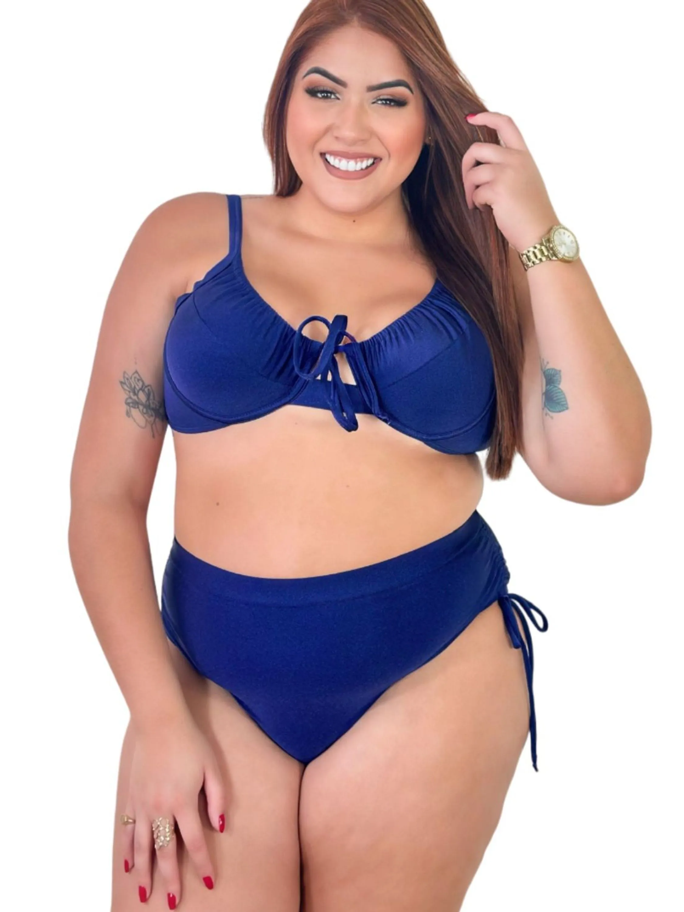 Biquíni Feminino Plus Size Aro Sem Bojo Calcinha Cintura Alta