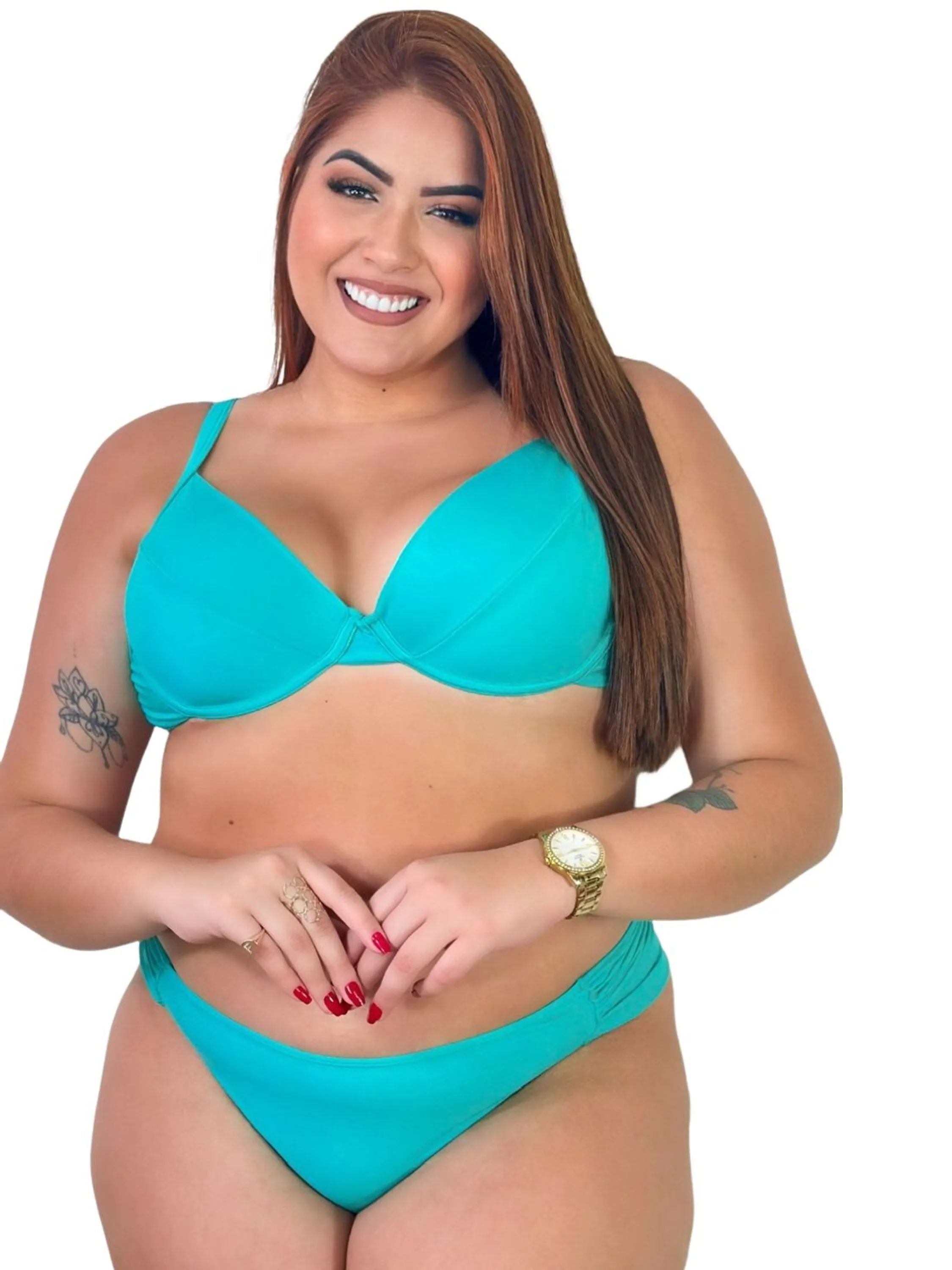 Biquíni Plus Size de Aro Sem bojo Calcinha Duplo Fio Liso