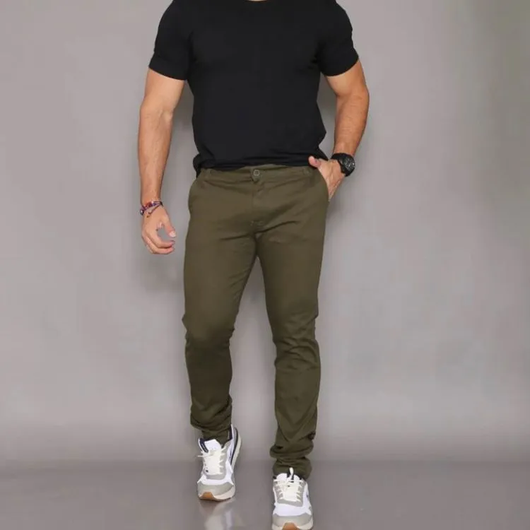 Calça jeans verde militar masculina