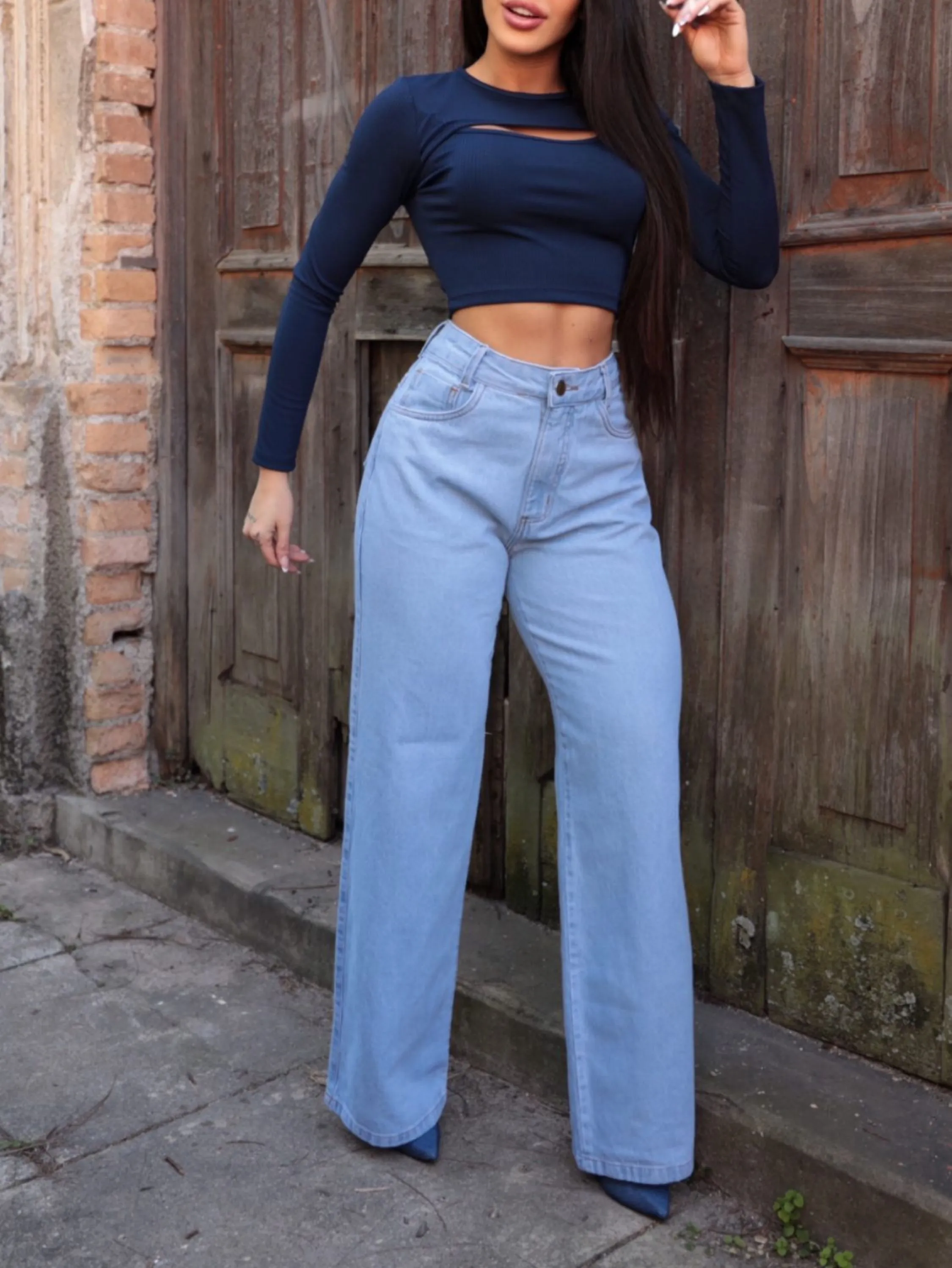 Calça jeans wide leg