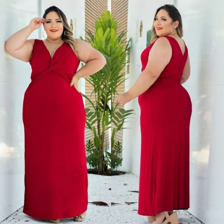 LIQUIDA VERÃO - Vestido longo PLUS SIZE Renata - Naluna Modas