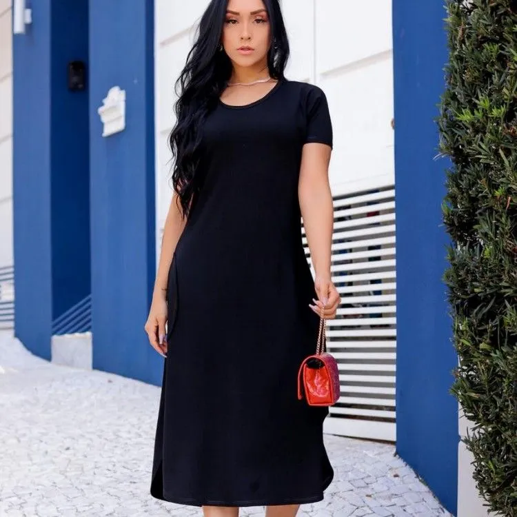 Vestido comfy longuete com bolso