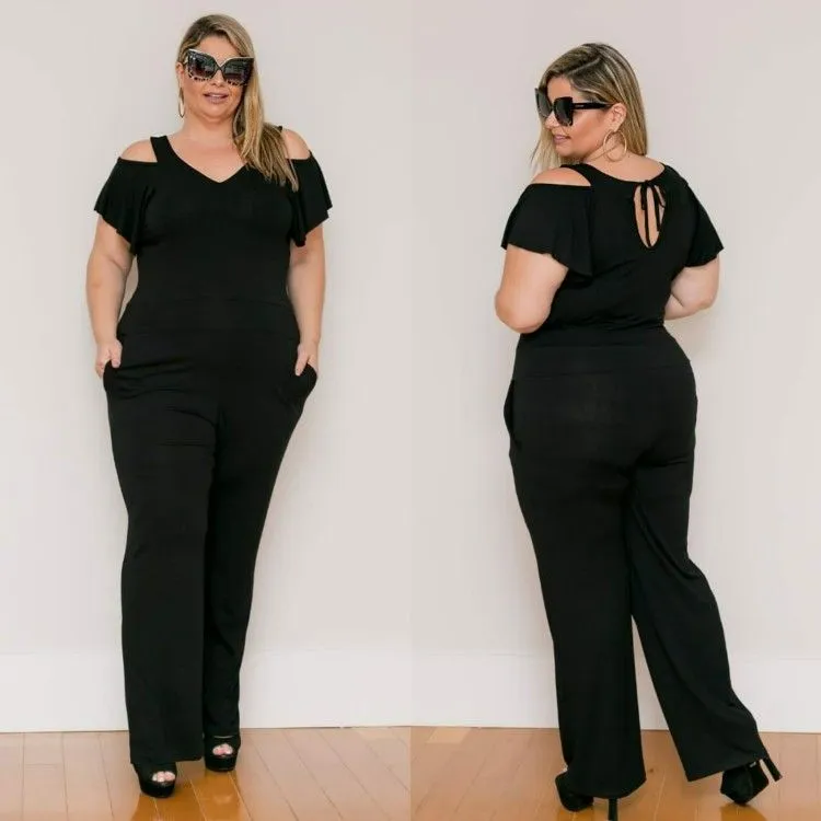 Macacão Ombro Vazado PLUS SIZE - Naluna Modas