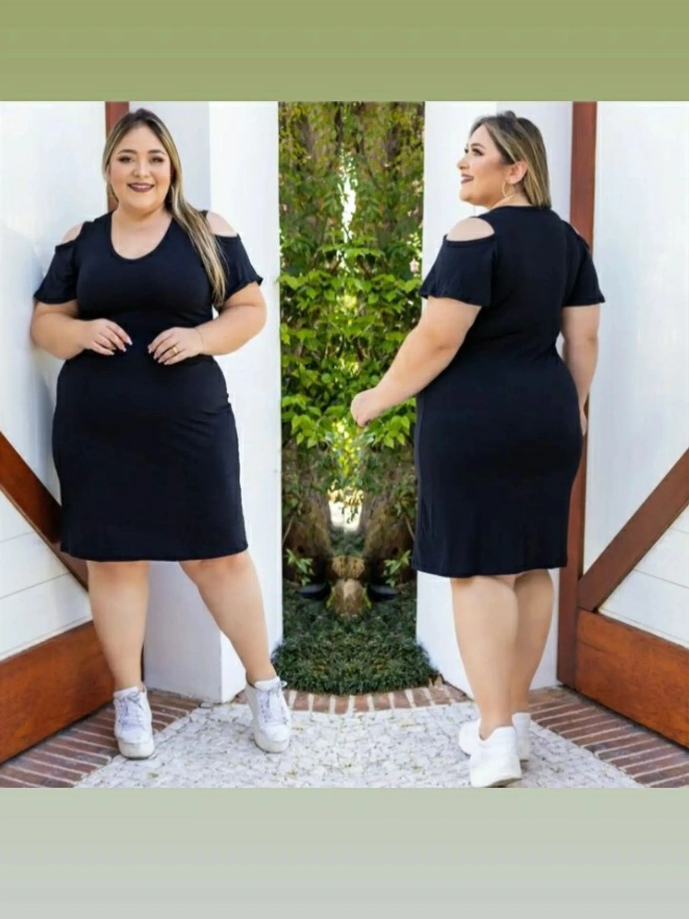 Vestido PLUS SIZE ombro vazado veste até tamanho 50 - Naluna Modas