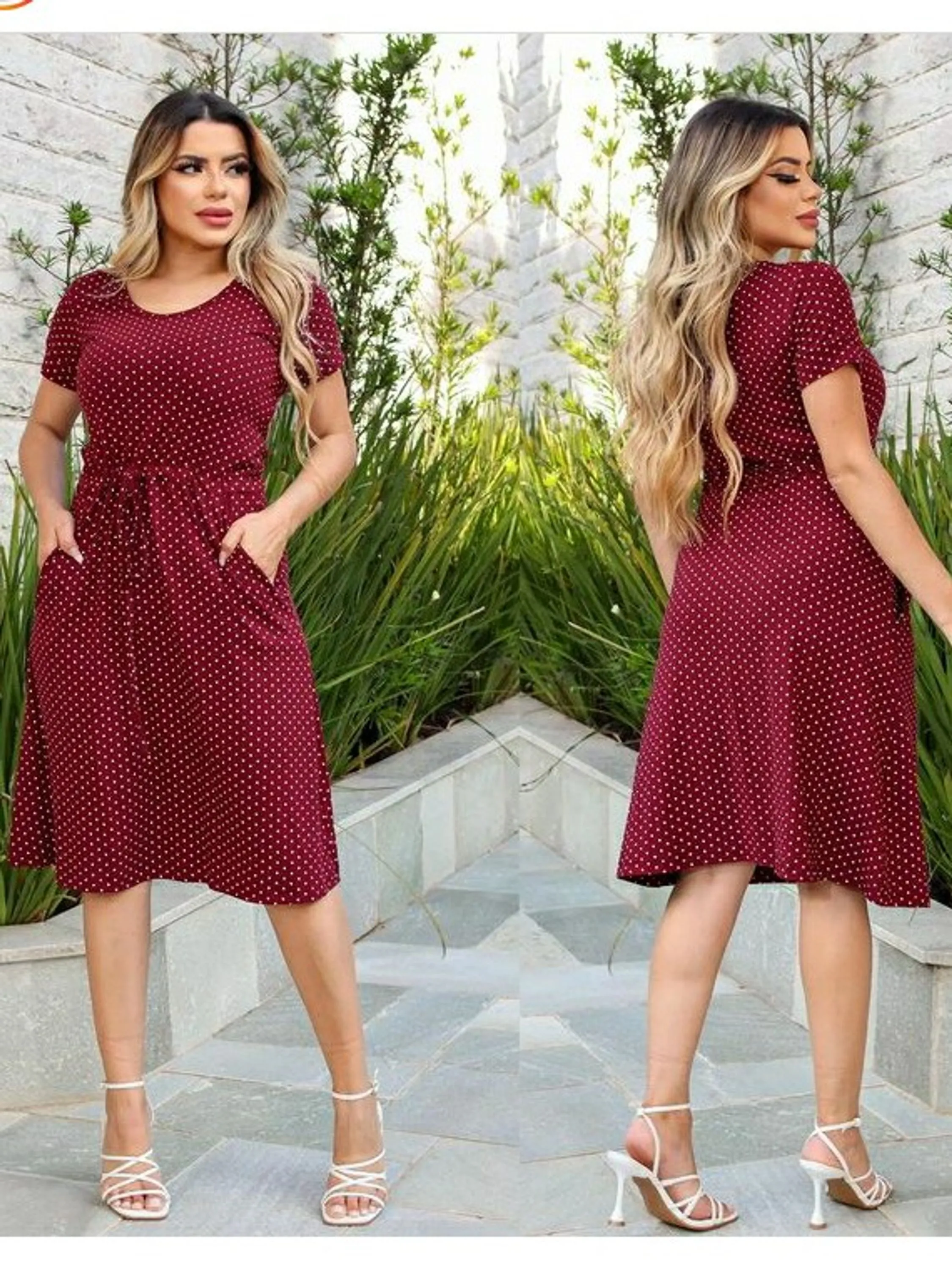 Vestido Selena bolinhas com bolso -