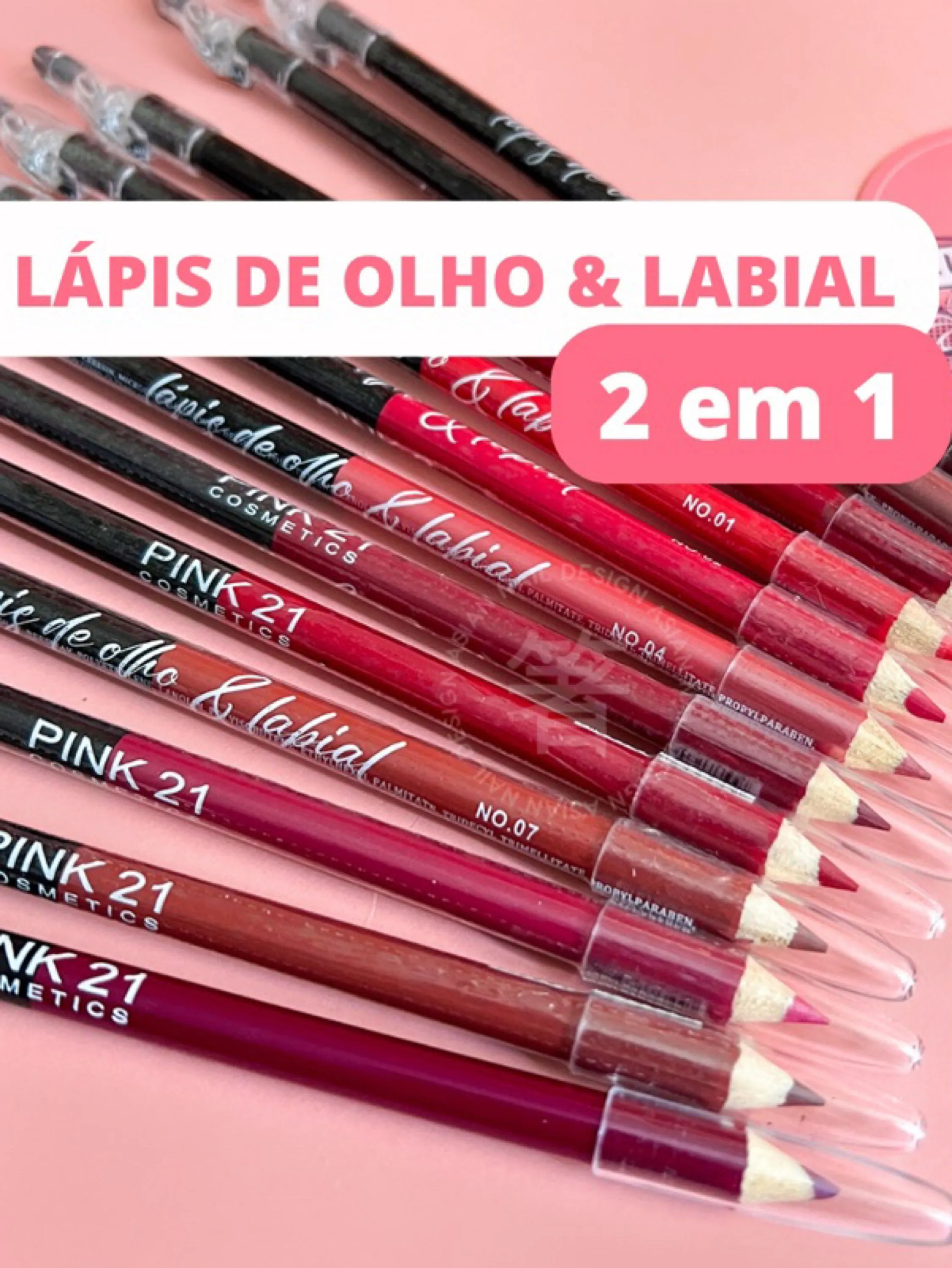 Lápis 2 em 1 (olho e boca) PINK 21 - Naluna Makeup