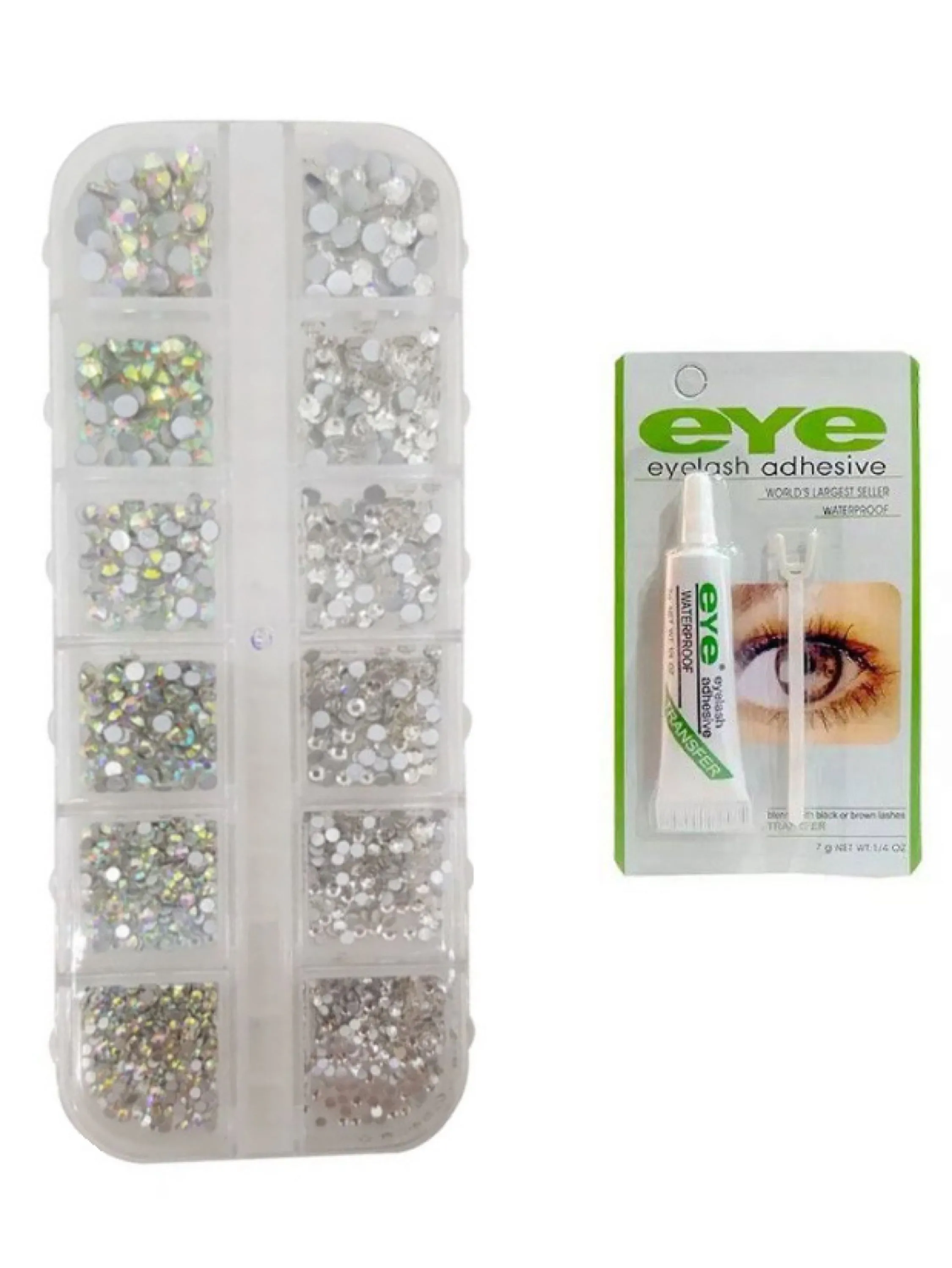 Kit estojo de Strass e Cola transparente - Naluna Makeup