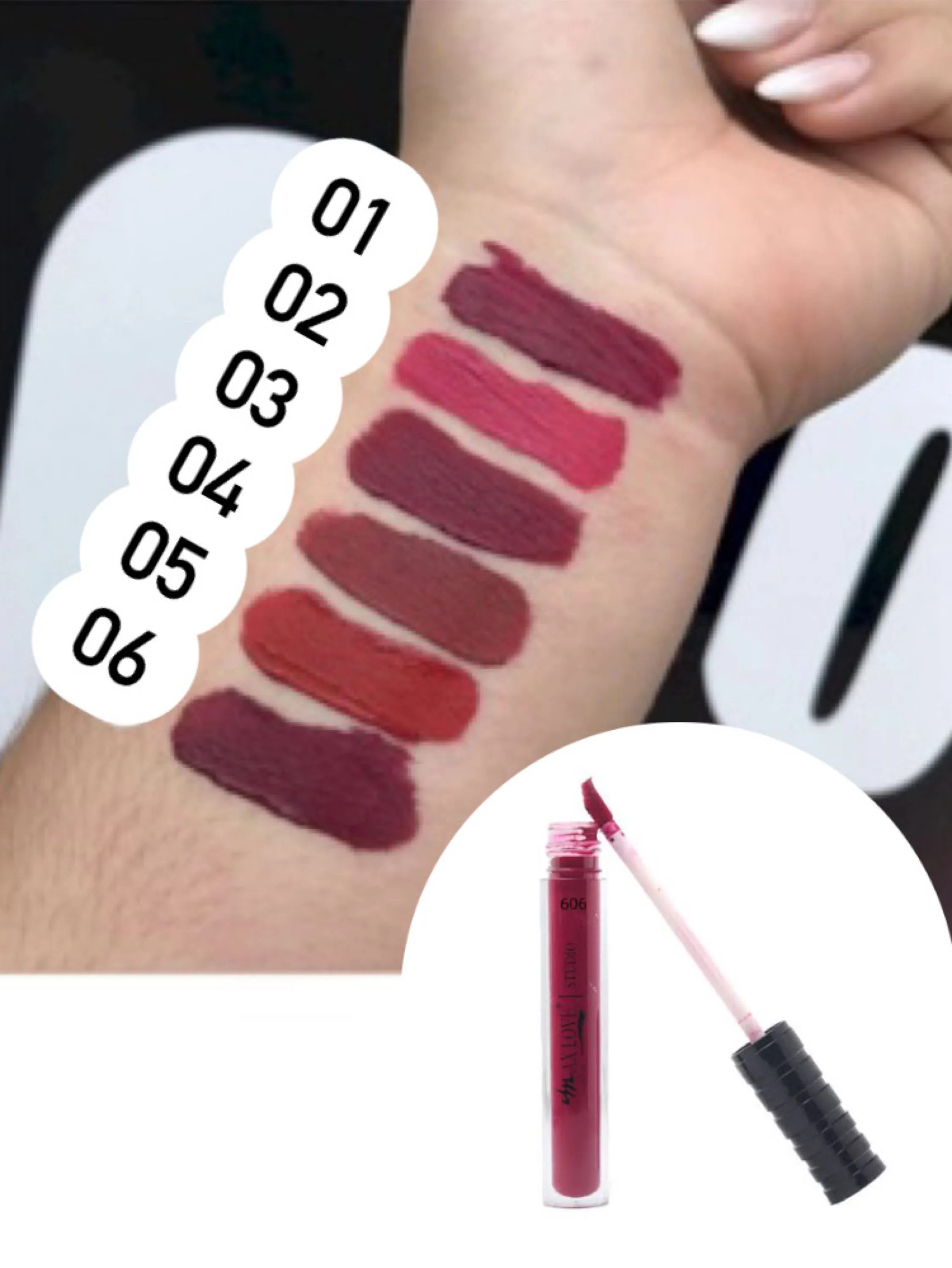 Batom líquido matte 24hrs 606-611 Max Love - Naluna Makeup