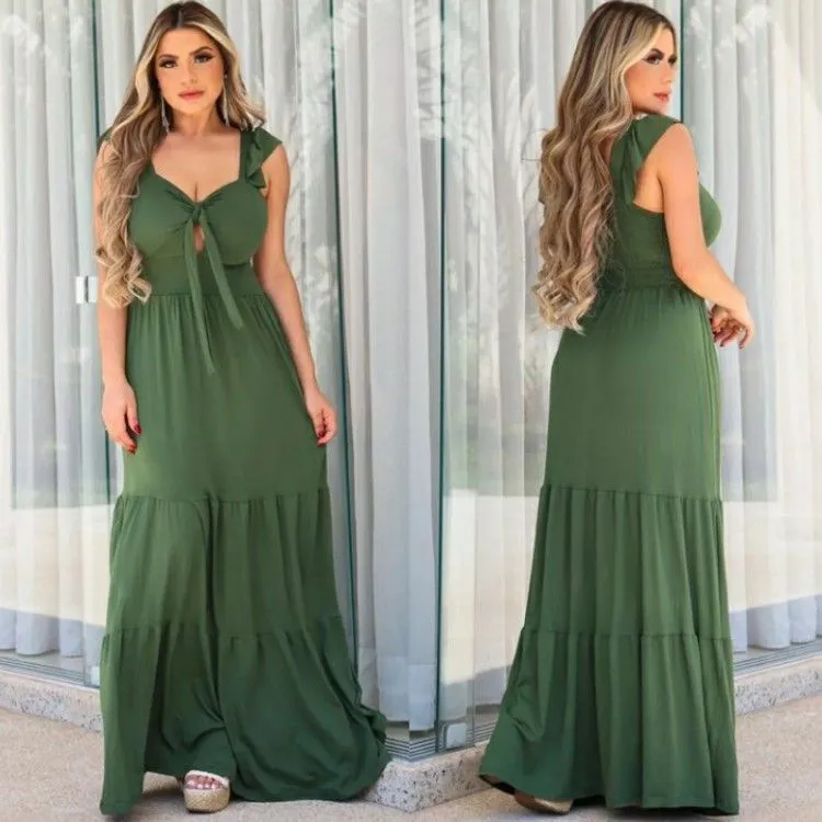 Vestido Longo Monique com BOJO - Naluna Modas