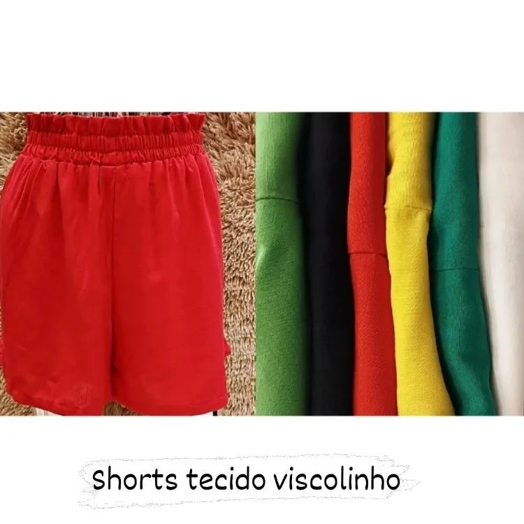 Shorts cintura alta tecido viscolinho