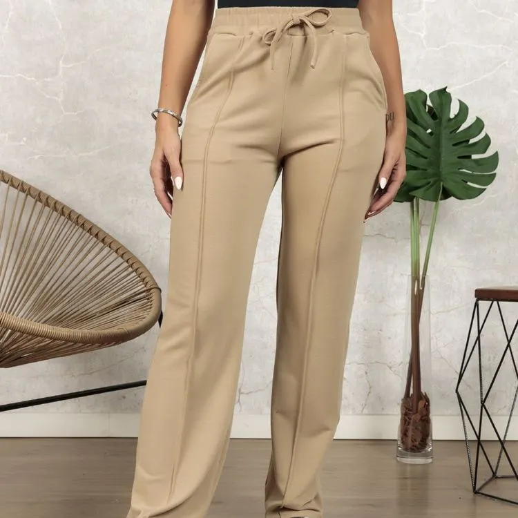 Calça pantalona de moletinho