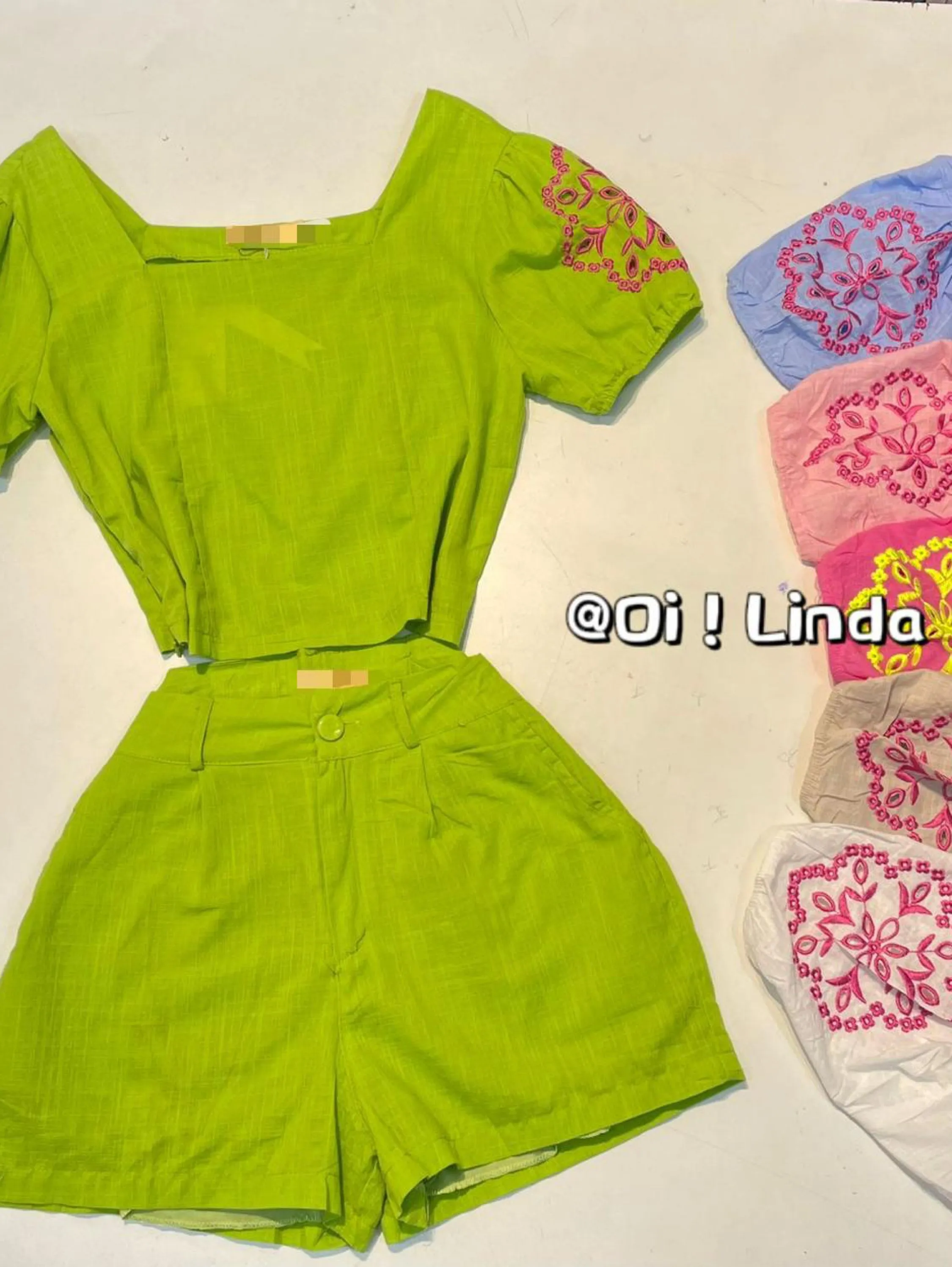 conjunto de linho bordado importado