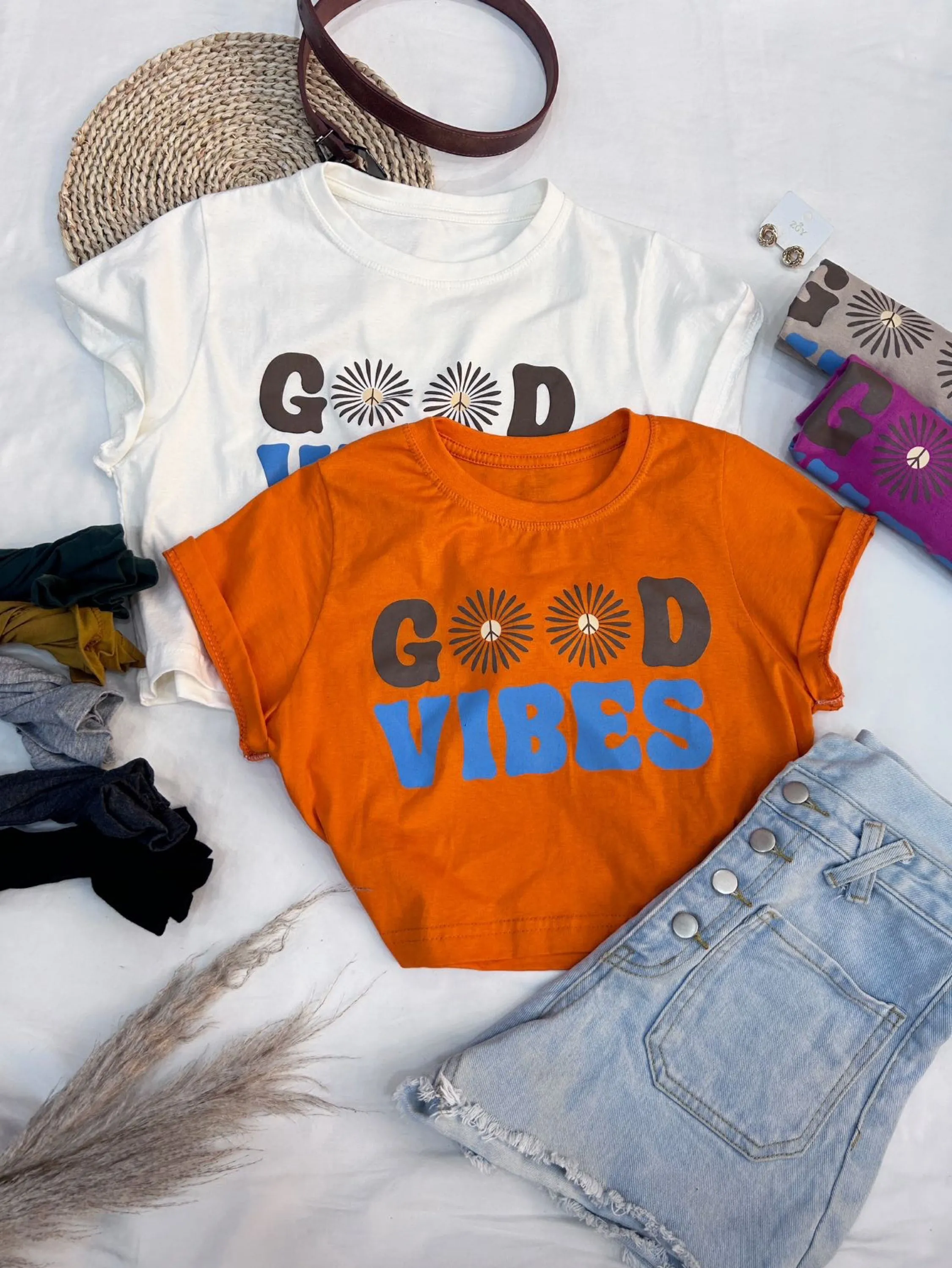 blusa croped com algodão de good vibes