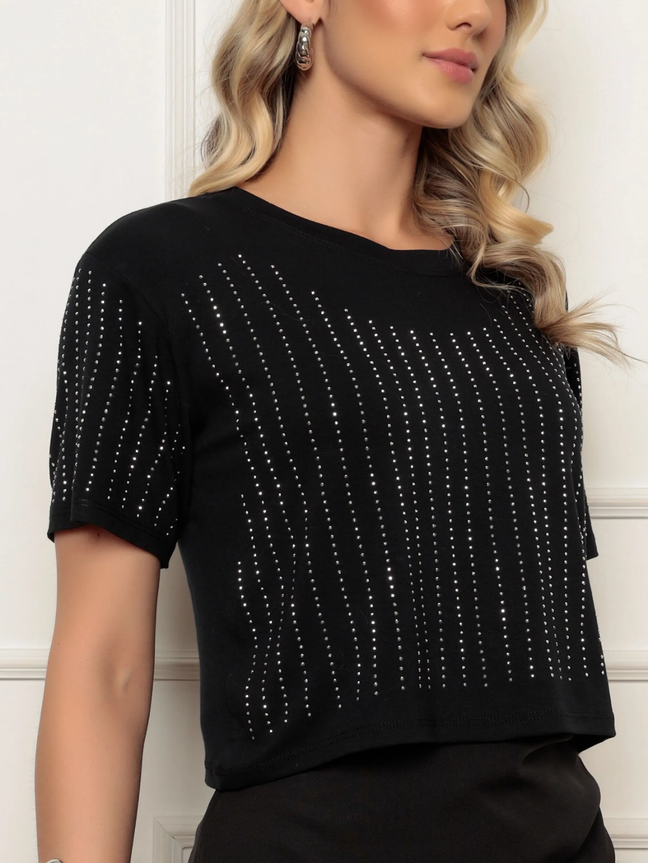 blusa croped de brilho