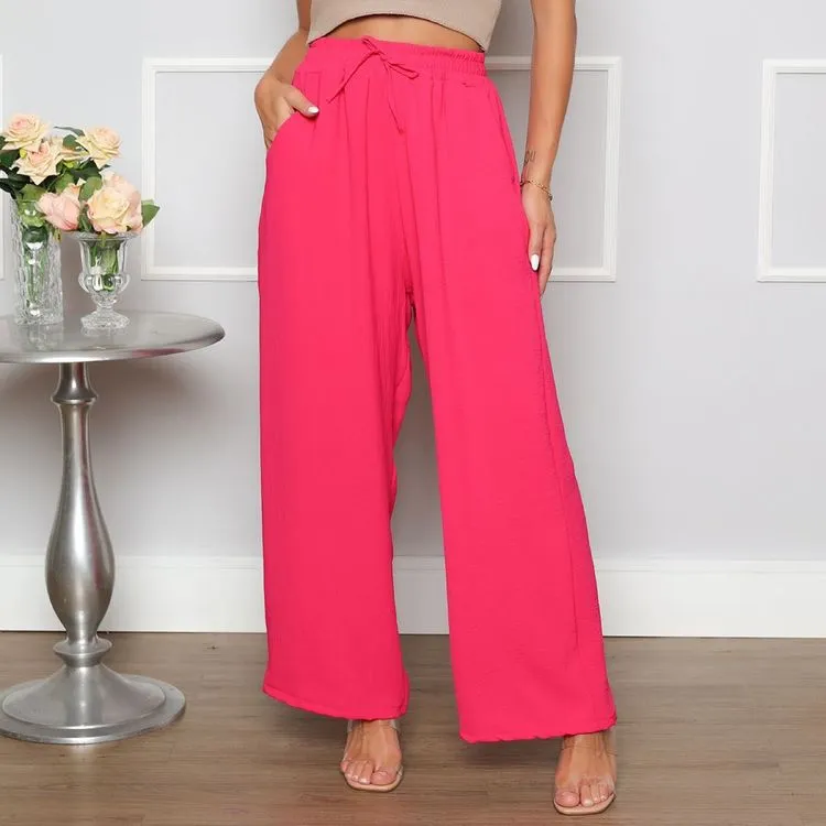 Calça pantalona de duna forrado