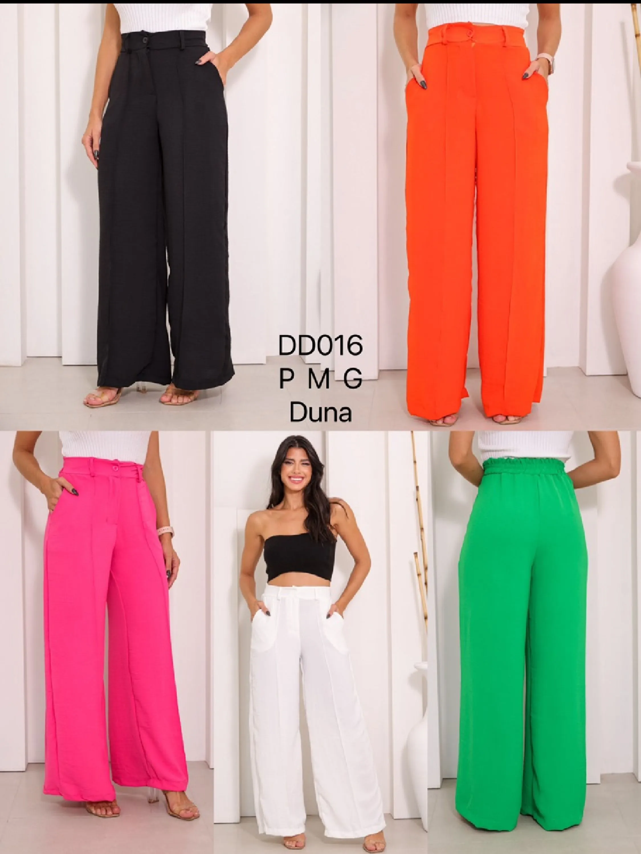 Onsay Botão Zíper Simples ocasional Calça Feminina/Calça/pantalona/duna/detalhes em botão/CalçaFeminina/despojado/tendência /verão/DD016