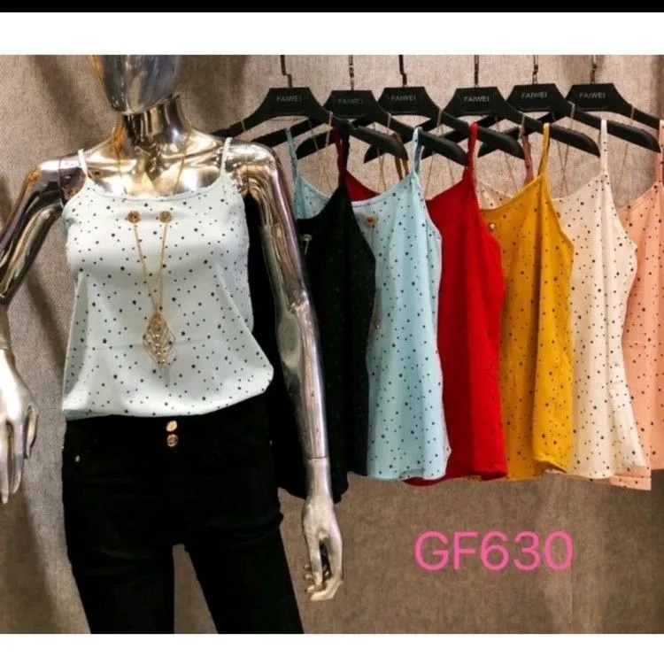 Blusa  de  alcinha  elastano com Colar Alça Regulável Estampa de estrelas #GF630#