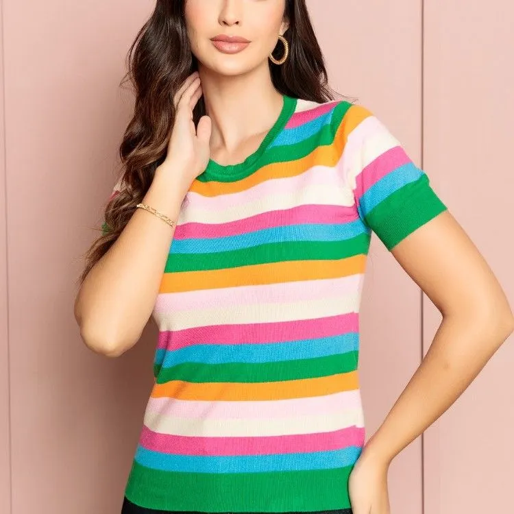 Blusa modal listrada colorida