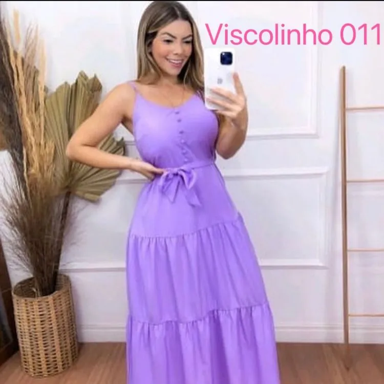 Vestido longo alcinha com bojo novo modelo ourlove moda feminina