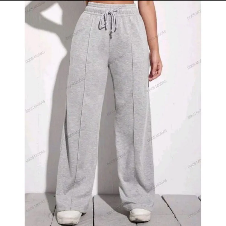 Calça pantalona moletinho inverno moda feminina