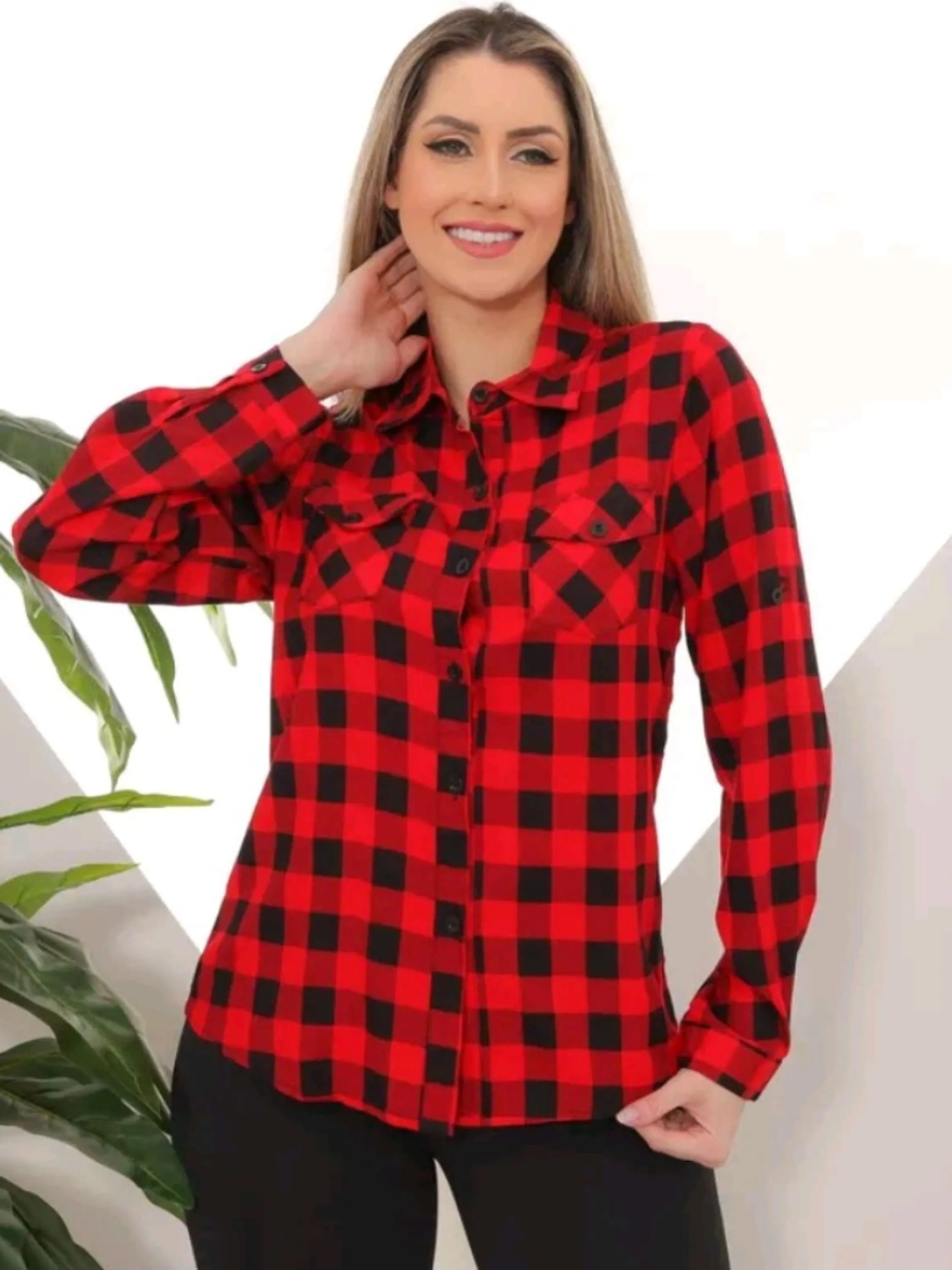 Camisa Xadrez moda feminina