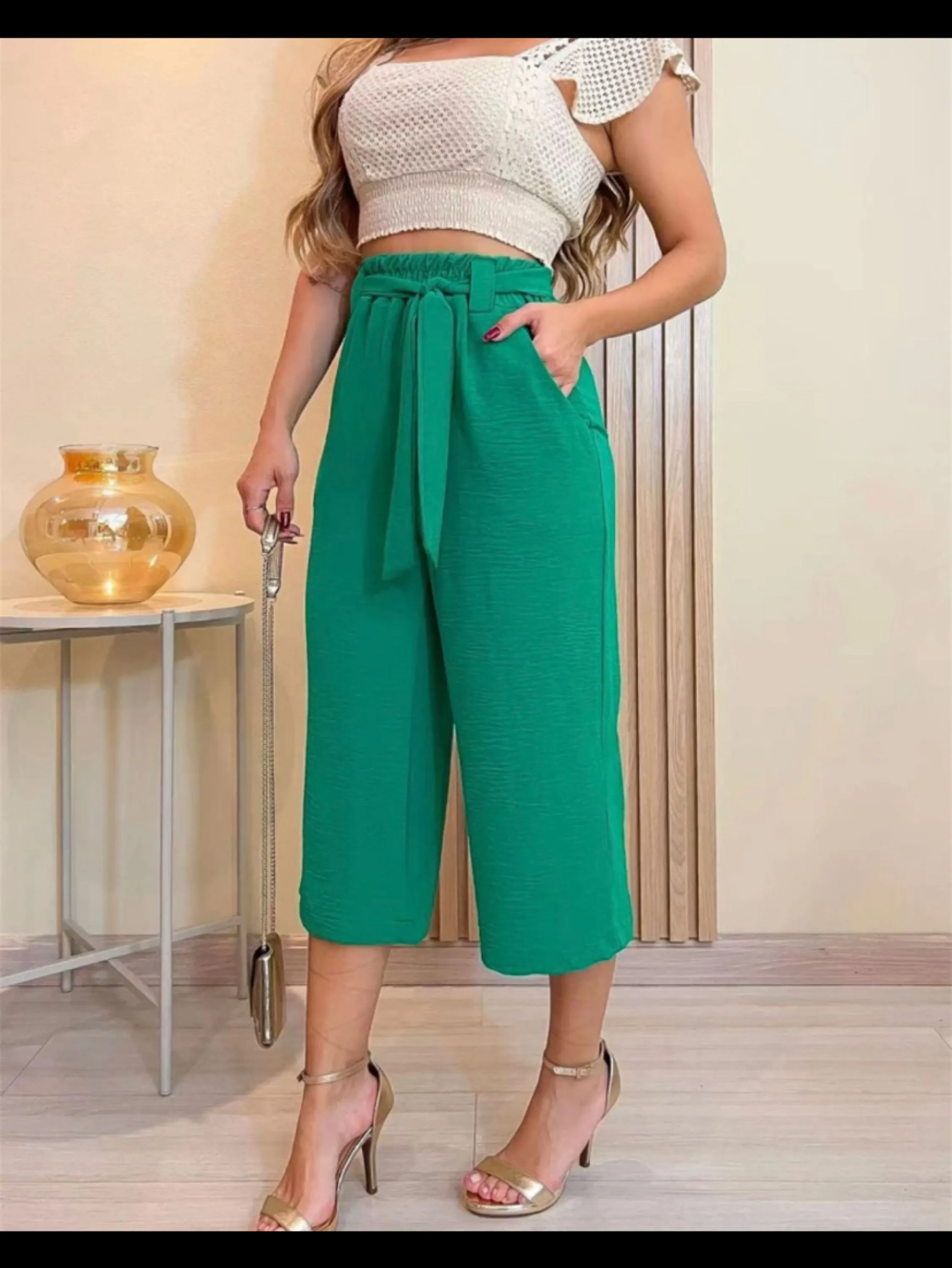 Calça patacou de duna com cento moda feminina