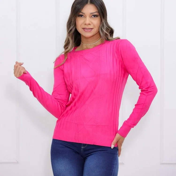 Blusa manga longa de lã moda feminina