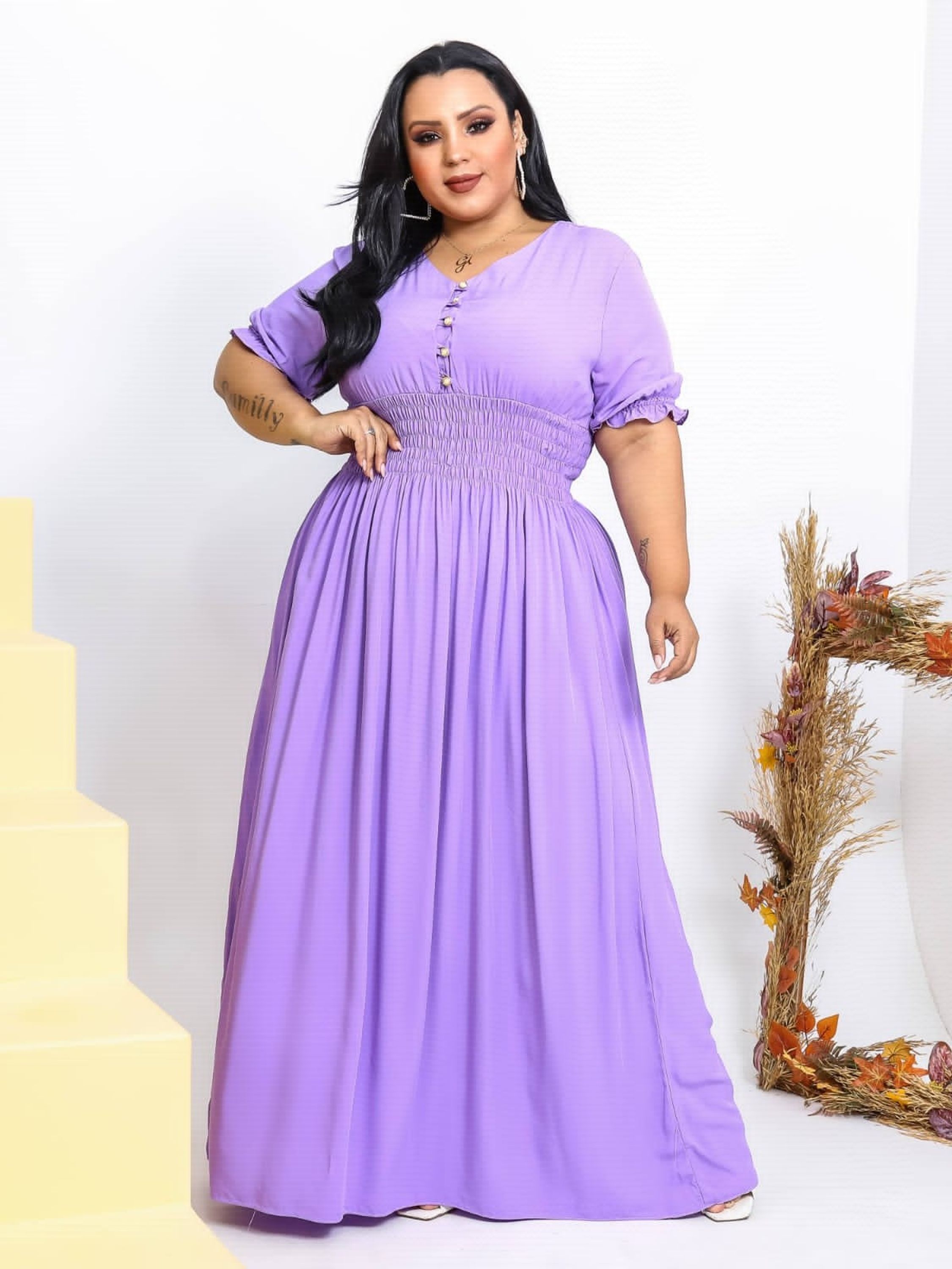 Vestido longo de duna Plus Size moda feminina