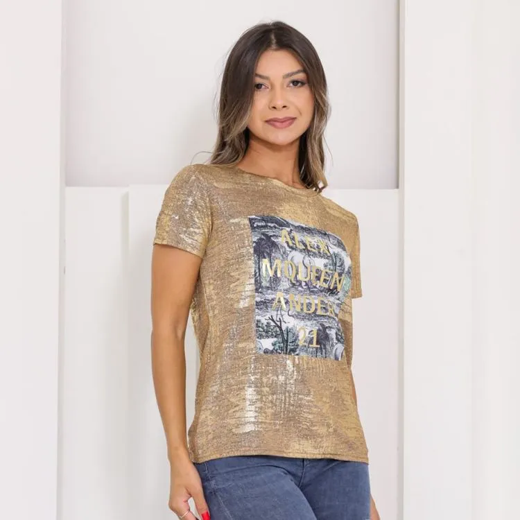 Blusa manga curta moda feminina