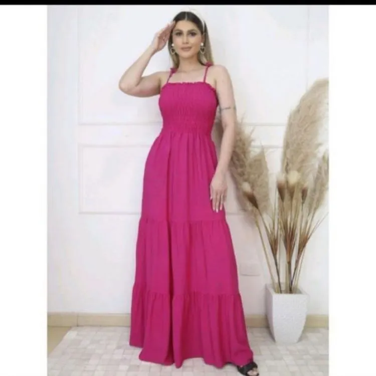 Vestido longo de vescolinho moda feminina