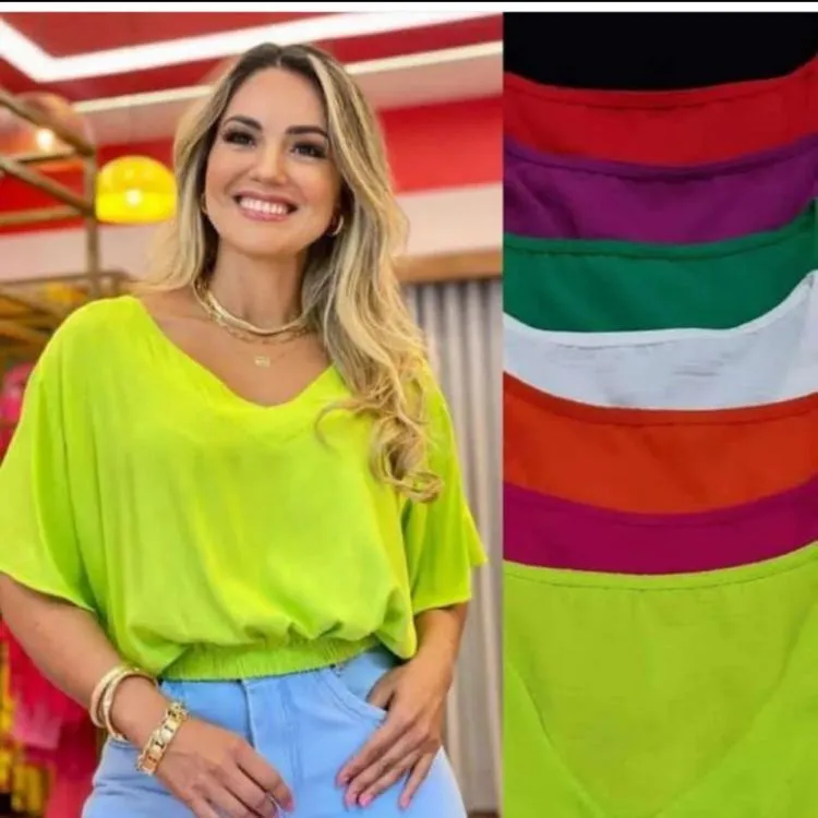 Blusa manga curta moda feminina