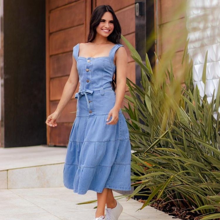 Vestido longo jeans - Ozzo Fashion | ZAX