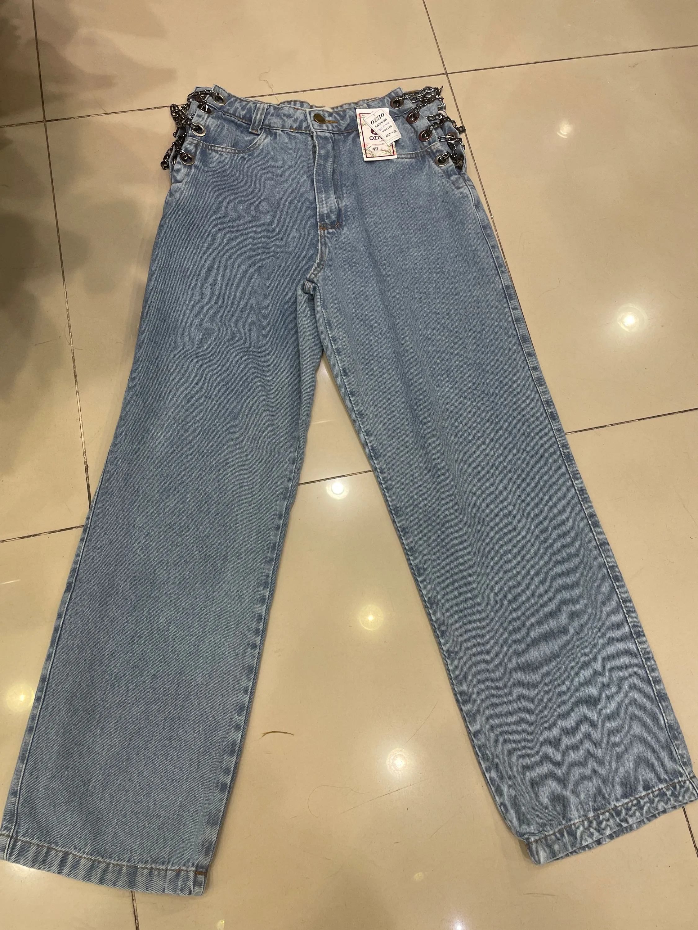 Calça wide leg com corrente 1290