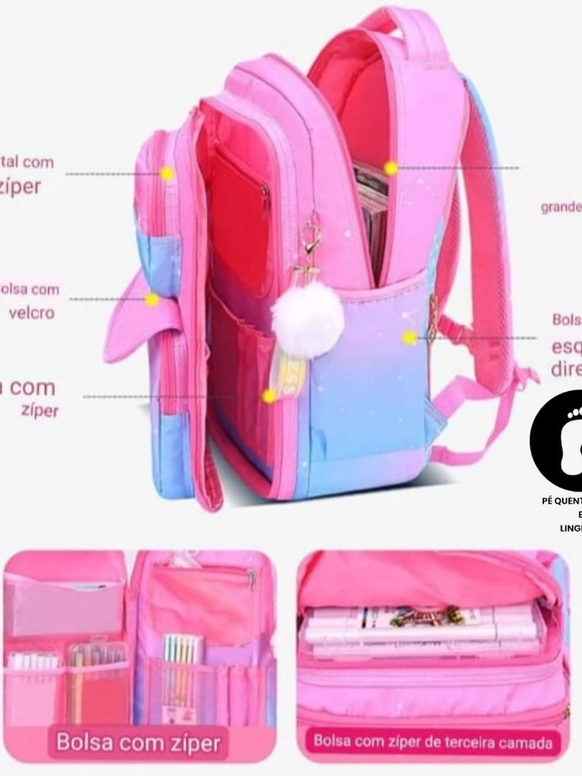 Mochila impermeável Rosa