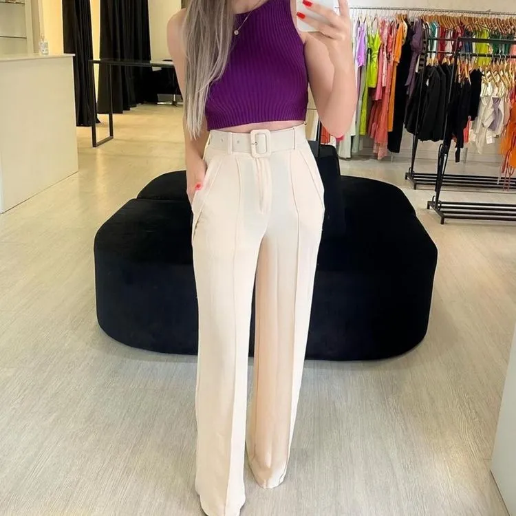 Calça duna vem cinto panpan fashion feminina