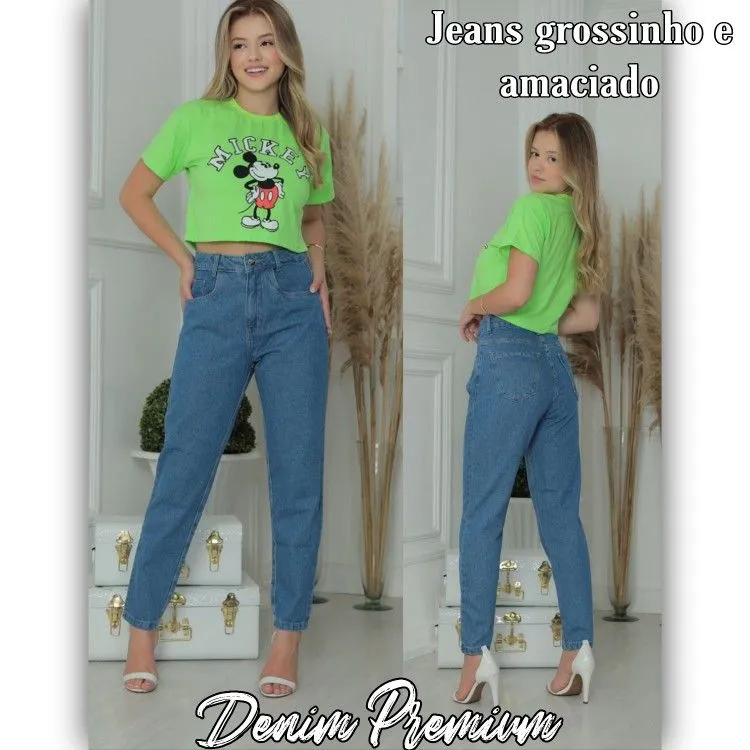 Mom azul jeans lisa