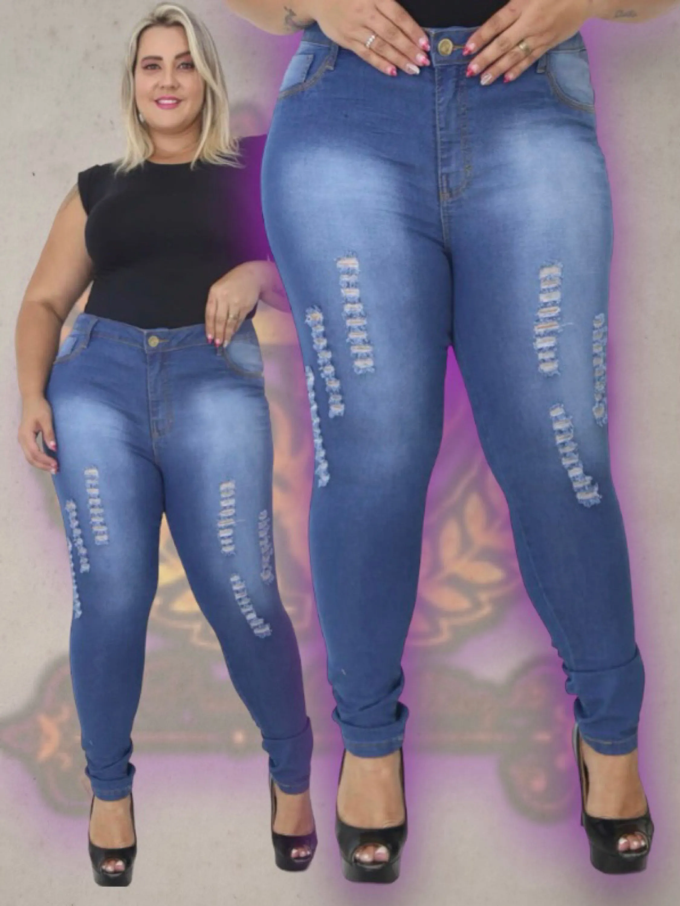 Plus size jeans  skinny feminina paul_a_beatri_z_jeans cod  ( 42)