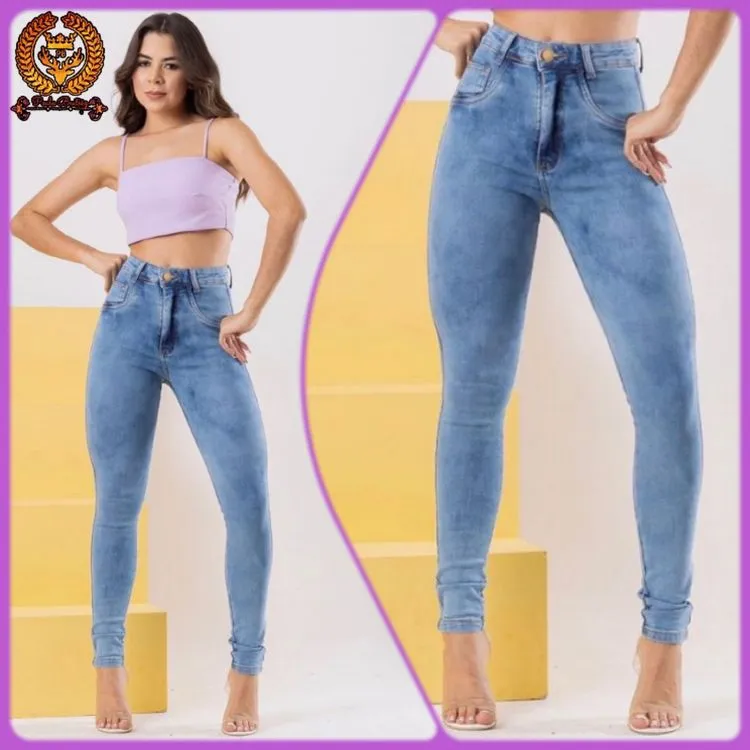 Calça jeans feminina skinny marmorizada com lycra  paul_a_beatri_z_jeans