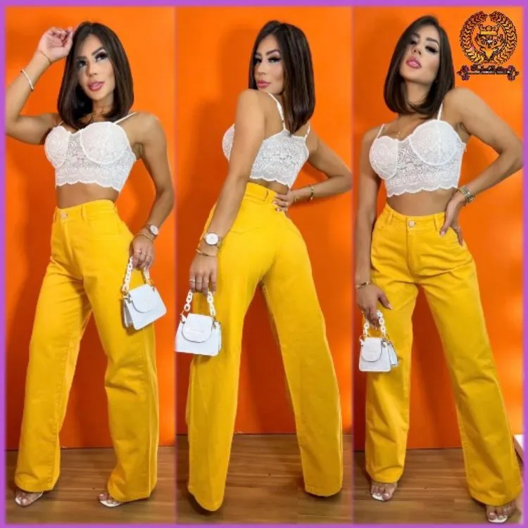 Wide leg jeans feminina sem lycra   Paul_a_beatri_z_jeans