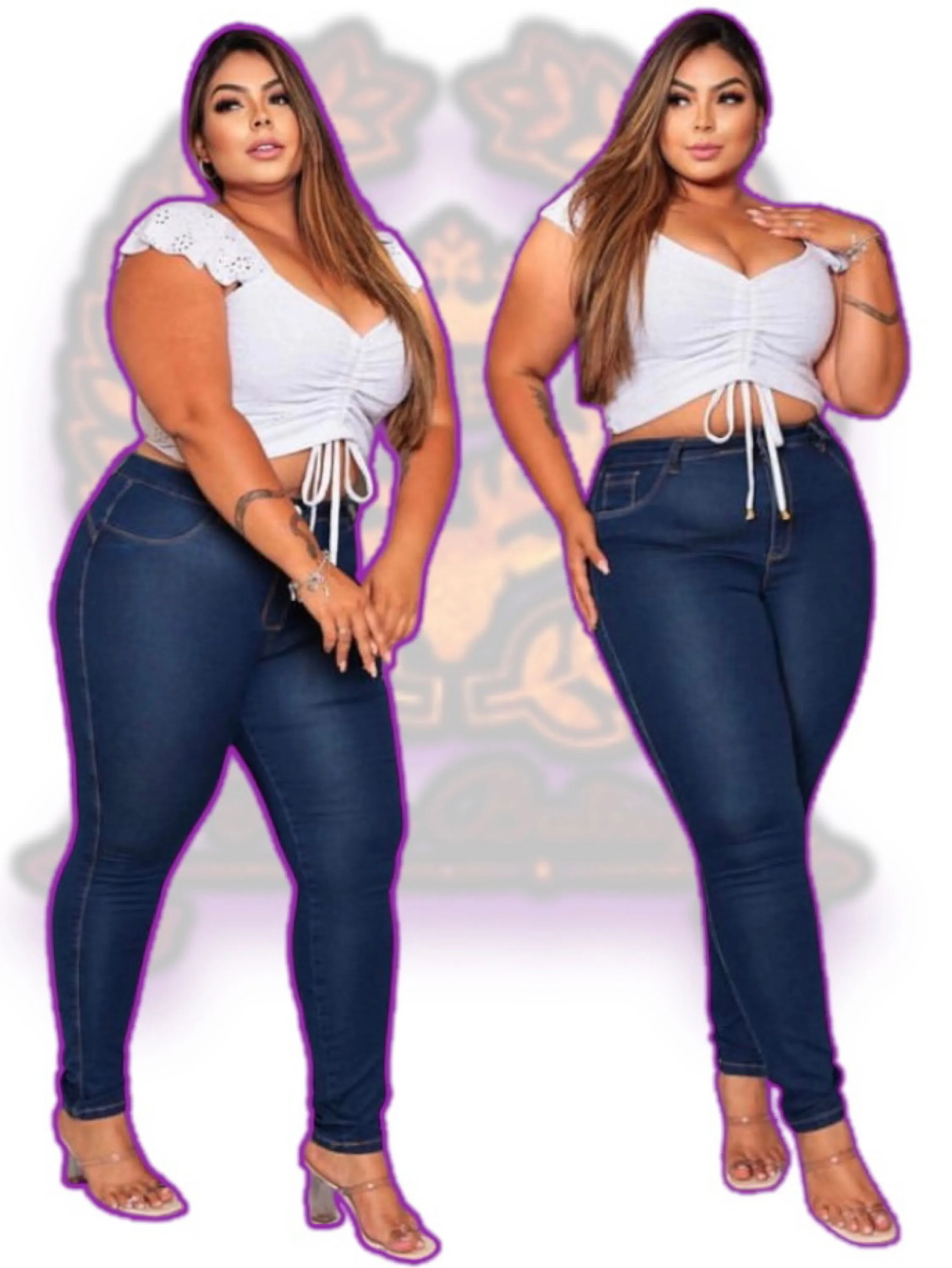 Plus size Calça jeans feminina (plus size skinny )com lycra preta paul_a_beatri_z_jeans