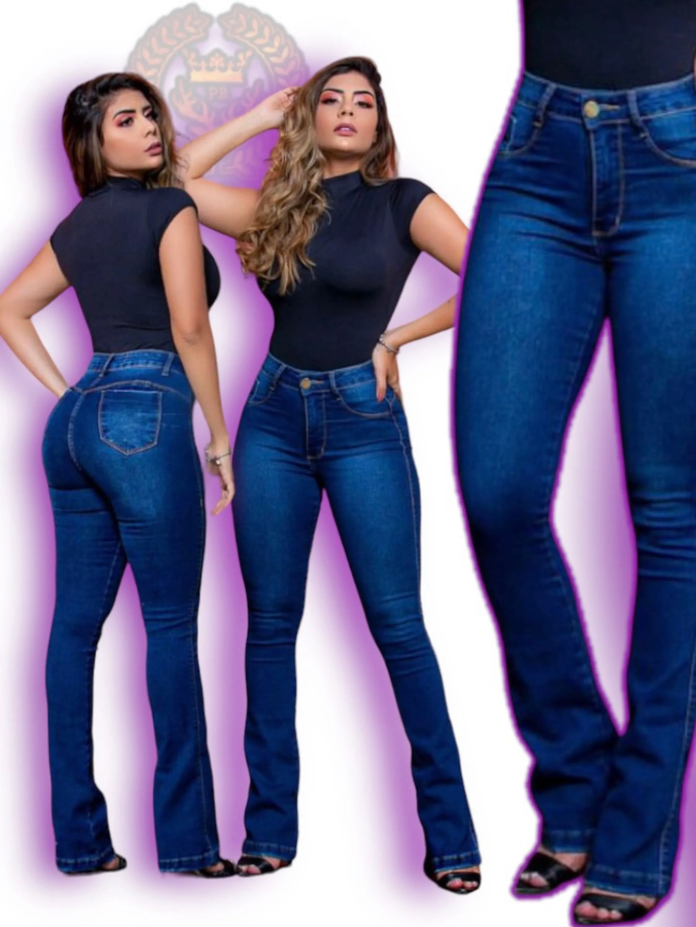 Calça flare jeans com lycra paul_a_beatri_z_ jeans